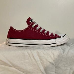 Converse Chuck Taylor Maroon Low Top Shoes.